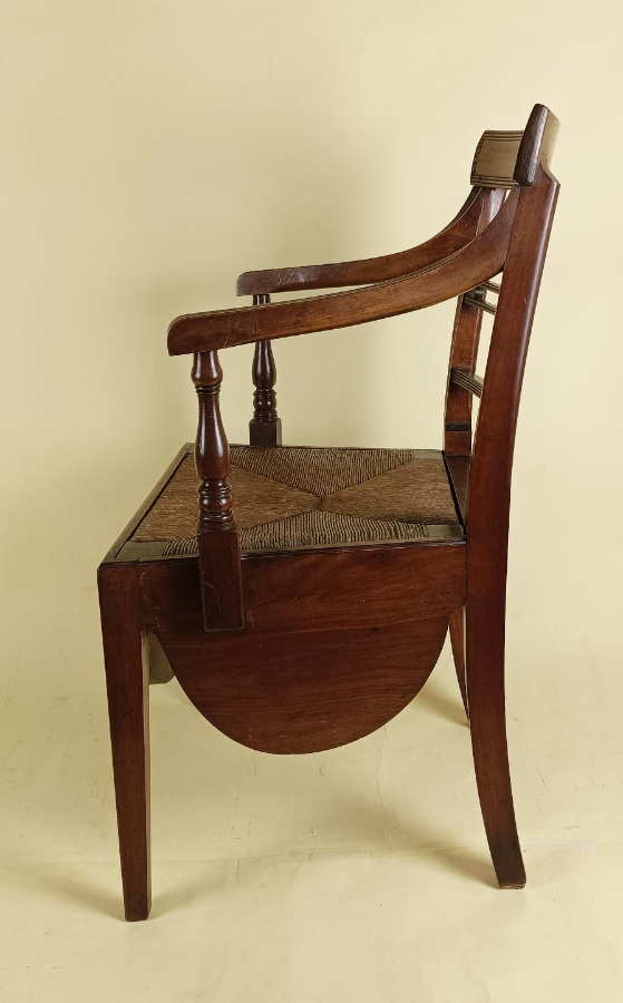 Regency mahogany commode elbow open armchair